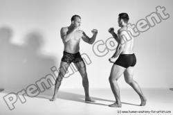 Underwear Martial art Man - Man White Moving poses Athletic Short Brown Dynamic poses Academic